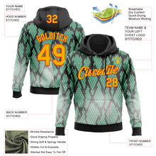 Laden Sie das Bild in den Galerie-Viewer, Custom Stitched Black Gold Green-Orange 3D Pattern Design Snake Print Sportswear Pullover Sweatshirt Hoodie