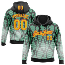 Laden Sie das Bild in den Galerie-Viewer, Custom Stitched Black Gold Green-Orange 3D Pattern Design Snake Print Sportswear Pullover Sweatshirt Hoodie