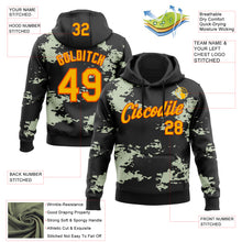 Laden Sie das Bild in den Galerie-Viewer, Custom Stitched Black Gold-Orange 3D Pattern Design Camo Sportswear Pullover Sweatshirt Hoodie