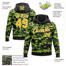 Laden Sie das Bild in den Galerie-Viewer, Custom Stitched Black Yellow-White 3D Pattern Design Camo Military Sportswear Pullover Sweatshirt Hoodie