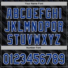 Load image into Gallery viewer, Custom Stitched Black Royal-White 3D Pattern Design Slant Lines Sports Pullover Sweatshirt Hoodie