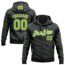Charger l'image dans la galerie, Custom Stitched Black Neon Green-White 3D Pattern Design Slant Lines Sports Pullover Sweatshirt Hoodie