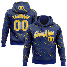 Charger l'image dans la galerie, Custom Stitched Royal Yellow-White 3D Pattern Design Slant Lines Sports Pullover Sweatshirt Hoodie