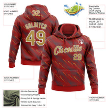 Load image into Gallery viewer, Custom Stitched Red Old Gold-White 3D Pattern Design Slant Lines Sports Pullover Sweatshirt Hoodie
