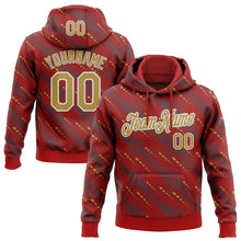 Load image into Gallery viewer, Custom Stitched Red Old Gold-White 3D Pattern Design Slant Lines Sports Pullover Sweatshirt Hoodie