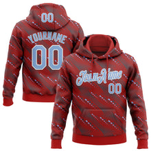 Загрузить изображение в средство просмотра галереи, Custom Stitched Red Light Blue-White 3D Pattern Design Slant Lines Sports Pullover Sweatshirt Hoodie
