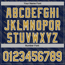 Charger l'image dans la galerie, Custom Stitched Navy Old Gold-White 3D Pattern Design Slant Lines Sports Pullover Sweatshirt Hoodie