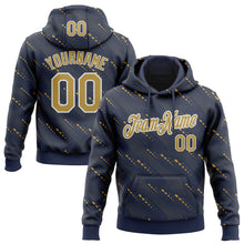 Charger l'image dans la galerie, Custom Stitched Navy Old Gold-White 3D Pattern Design Slant Lines Sports Pullover Sweatshirt Hoodie