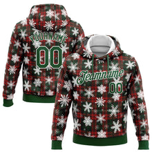 Загрузить изображение в средство просмотра галереи, Custom Stitched Red Green-White 3D Christmas Plaid And Snow Sports Pullover Sweatshirt Hoodie