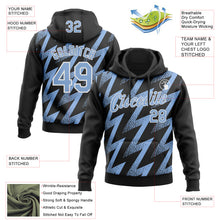 Load image into Gallery viewer, Custom Stitched Black Light Blue-White 3D Pattern Design Zigzag Shape Sports Pullover Sweatshirt Hoodie