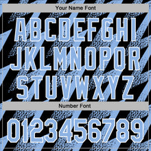 Load image into Gallery viewer, Custom Stitched Black Light Blue-White 3D Pattern Design Zigzag Shape Sports Pullover Sweatshirt Hoodie