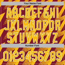 Laden Sie das Bild in den Galerie-Viewer, Custom Stitched Crimson Gold-White 3D Pattern Design Zigzag Shape Sports Pullover Sweatshirt Hoodie