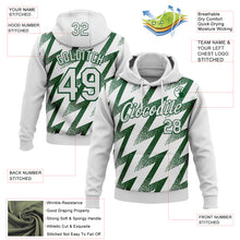 Laden Sie das Bild in den Galerie-Viewer, Custom Stitched White Green 3D Pattern Design Zigzag Shape Sports Pullover Sweatshirt Hoodie