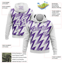 Загрузить изображение в средство просмотра галереи, Custom Stitched White Purple 3D Pattern Design Zigzag Shape Sports Pullover Sweatshirt Hoodie
