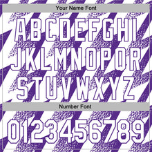 Загрузить изображение в средство просмотра галереи, Custom Stitched White Purple 3D Pattern Design Zigzag Shape Sports Pullover Sweatshirt Hoodie