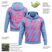 Load image into Gallery viewer, Custom Stitched Light Blue Pink-White 3D Pattern Design Zigzag Shape Sports Pullover Sweatshirt Hoodie