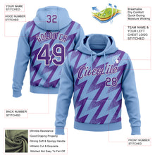 Load image into Gallery viewer, Custom Stitched Light Blue Purple-White 3D Pattern Design Zigzag Shape Sports Pullover Sweatshirt Hoodie
