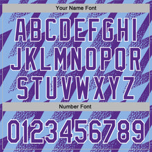 Load image into Gallery viewer, Custom Stitched Light Blue Purple-White 3D Pattern Design Zigzag Shape Sports Pullover Sweatshirt Hoodie