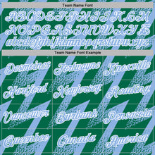 Laden Sie das Bild in den Galerie-Viewer, Custom Stitched Kelly Green Light Blue-White 3D Pattern Design Zigzag Shape Sports Pullover Sweatshirt Hoodie