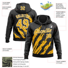 Load image into Gallery viewer, Custom Stitched Black Gold-White 3D Pattern Design Splash Sports Pullover Sweatshirt Hoodie