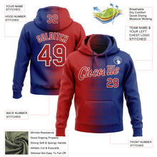 Charger l'image dans la galerie, Custom Stitched Royal Red-White 3D Pattern Design Gradient Line Sports Pullover Sweatshirt Hoodie