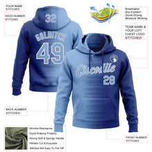 Load image into Gallery viewer, Custom Stitched Royal Light Blue-White 3D Pattern Design Gradient Line Sports Pullover Sweatshirt Hoodie
