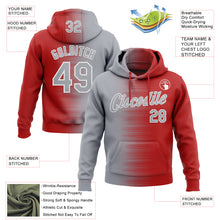 Load image into Gallery viewer, Custom Stitched Red Gray-White 3D Pattern Design Gradient Line Sports Pullover Sweatshirt Hoodie