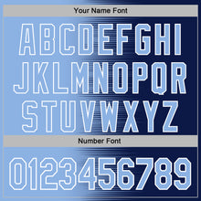 Charger l'image dans la galerie, Custom Stitched Navy Light Blue-White 3D Pattern Design Gradient Line Sports Pullover Sweatshirt Hoodie