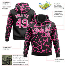 Charger l'image dans la galerie, Custom Stitched Black Pink-White 3D Pattern Design Abstract Network Sports Pullover Sweatshirt Hoodie