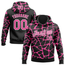 Charger l'image dans la galerie, Custom Stitched Black Pink-White 3D Pattern Design Abstract Network Sports Pullover Sweatshirt Hoodie