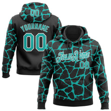 Загрузить изображение в средство просмотра галереи, Custom Stitched Black Aqua-White 3D Pattern Design Abstract Network Sports Pullover Sweatshirt Hoodie