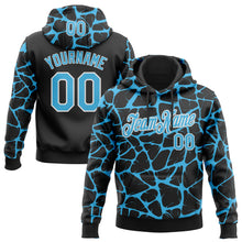 Charger l'image dans la galerie, Custom Stitched Black Sky Blue-White 3D Pattern Design Abstract Network Sports Pullover Sweatshirt Hoodie