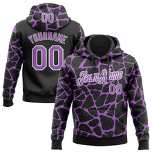 Charger l'image dans la galerie, Custom Stitched Black Medium Purple-White 3D Pattern Design Abstract Network Sports Pullover Sweatshirt Hoodie