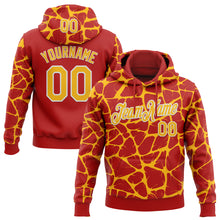 Load image into Gallery viewer, Custom Stitched Red Gold-White 3D Pattern Design Abstract Network Sports Pullover Sweatshirt Hoodie