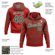 Load image into Gallery viewer, Custom Stitched Red Kelly Green-White 3D Pattern Design Abstract Network Sports Pullover Sweatshirt Hoodie