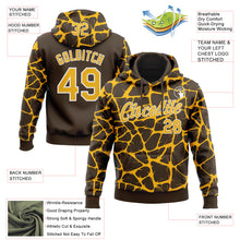 Загрузить изображение в средство просмотра галереи, Custom Stitched Brown Gold-White 3D Pattern Design Abstract Network Sports Pullover Sweatshirt Hoodie