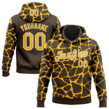 Загрузить изображение в средство просмотра галереи, Custom Stitched Brown Gold-White 3D Pattern Design Abstract Network Sports Pullover Sweatshirt Hoodie