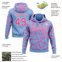 Load image into Gallery viewer, Custom Stitched Light Blue Pink-White 3D Pattern Design Abstract Network Sports Pullover Sweatshirt Hoodie