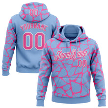 Load image into Gallery viewer, Custom Stitched Light Blue Pink-White 3D Pattern Design Abstract Network Sports Pullover Sweatshirt Hoodie