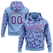 Load image into Gallery viewer, Custom Stitched Light Blue Purple-White 3D Pattern Design Abstract Network Sports Pullover Sweatshirt Hoodie