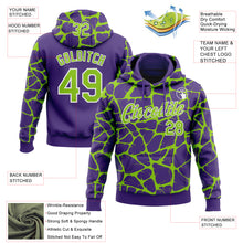 Load image into Gallery viewer, Custom Stitched Purple Neon Green-White 3D Pattern Design Abstract Network Sports Pullover Sweatshirt Hoodie
