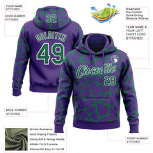 Charger l'image dans la galerie, Custom Stitched Purple Kelly Green-White 3D Pattern Design Abstract Network Sports Pullover Sweatshirt Hoodie