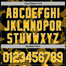 Laden Sie das Bild in den Galerie-Viewer, Custom Stitched Black Gold-White 3D Pattern Design Curve Lines Sports Pullover Sweatshirt Hoodie