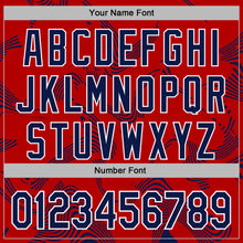 Charger l'image dans la galerie, Custom Stitched Red Navy-White 3D Pattern Design Curve Lines Sports Pullover Sweatshirt Hoodie