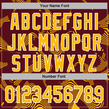 Загрузить изображение в средство просмотра галереи, Custom Stitched Burgundy Gold-White 3D Pattern Design Curve Lines Sports Pullover Sweatshirt Hoodie