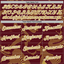 Charger l'image dans la galerie, Custom Stitched Burgundy Old Gold-White 3D Pattern Design Curve Lines Sports Pullover Sweatshirt Hoodie