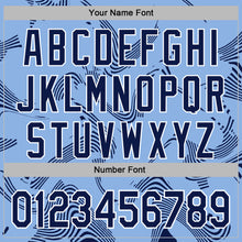 Load image into Gallery viewer, Custom Stitched Light Blue Navy-White 3D Pattern Design Curve Lines Sports Pullover Sweatshirt Hoodie