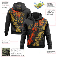 Load image into Gallery viewer, Custom Stitched Black Orange-Old Gold 3D Pattern Design Splash Sports Pullover Sweatshirt Hoodie