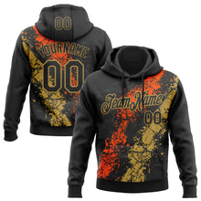 Load image into Gallery viewer, Custom Stitched Black Orange-Old Gold 3D Pattern Design Splash Sports Pullover Sweatshirt Hoodie