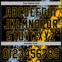 Load image into Gallery viewer, Custom Stitched Black Light Blue-Gold 3D Pattern Design Splash Sports Pullover Sweatshirt Hoodie